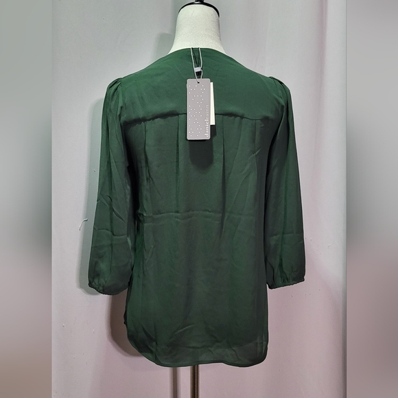 Daniel Rainn Women's NWT Green V-Neck Cut-Out 3/4 Sleeve Blouse Size XS Petite - Picture 9 of 11